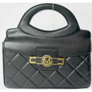 VALENTINO Orlandi Top Handle Handbag Black Quilted‎ Crossbody Vegan NWT $249
